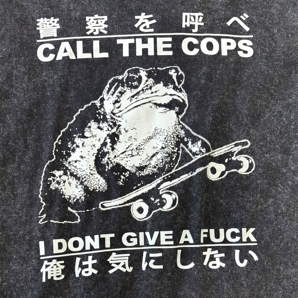 Smokey Gray Graphic T-Shirt with Funny Frog Design Size XXL